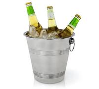 GEEZY Stainless Steel Ice Bucket with Handles - Multi-Functional Wine Cooler, Champagne and Beer Holder for Parties - Stylish Silver Design, 22 cm Diameter, Durable and Easy to Clean