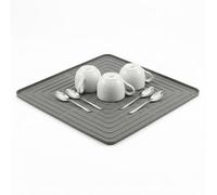 GEEZY Dish Drying Mat 31 cm - Quick Dry Flexible Draining Board Mat with Grooved Surface, Raised Edges, Foldable Rollable Design - for Kitchen Countertop, Sink Side, Everyday Use