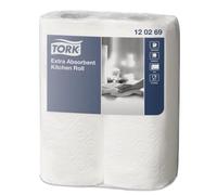 GEEZY Kitchen Rolls - Extra Absorbent 2 Ply Kitchen Towel and 64 Sheets Per Tissue Roll - EU Ecolabel and FSC Certified - Multipurpose Kitchen Paper White Rolls for Home Use Pack of 2