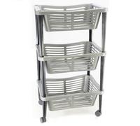 Basket On Wheels 3 Tier Wheel Mounted Trolley Household Storage Rack Organiser