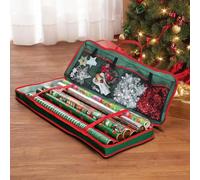 GEEZY Large Christmas Wrapping Paper Storage Bag With Zip Handles Straps & Mesh Compartments, Holiday Décor Storage Bag For Gift Wrapping Accessories & Xmas Gifts (82x34x13cm)