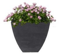 Geezy Large Flower Pot Planter Square Ribbed Pattern Anthracite Outdoor Indoor Garden