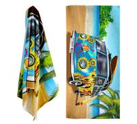 Geezy Large Microfibre Towel Blue Bus Design Lightweight Bath Towel Holiday Camping