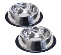GEEZY Large Stainless Steel Dog Bowls, Set of 2, 25cm / 800ml - Non Slip Rubber Base, Rust Resistant Metal, Pet Food & Water Dish - Durable Classic Puppy Feeding Bowls for Medium to Large Dogs