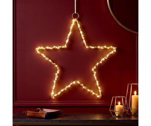 GEEZY LED Star Light Gold Metal Wire 50cm Battery Powered Warm White Indoor Xmas Gift