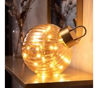 Geezy Light Up Glass Christmas Bauble 20Cm Led Standing Amber Ornament Battery Decor