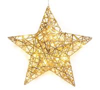 GEEZY Light Up Star Large Christmas Decoration Gold Hanging LED Window Star with Timer