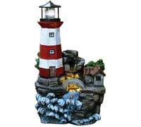 Geezy Lighthouse Water Feature Outdoor Indoor Led Fountain Waterfall Garden Decor
