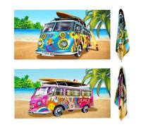 GEEZY Large Microfibre Beach Camper Van Pink Design Bath Towel Lightweight Sports Travel Gym