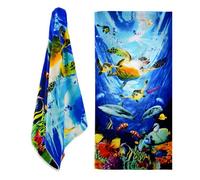 GEEZY Microfibre Beach Towel, Ocean Turtles Design - Quick Drying, Lightweight, Sand-Free, Large & Durable, Summer Vibe - Beach Essentials for Travel, Holiday, Swimming, Sauna, Adults & Kids, 70x140cm