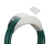 GEEZY Wall Mounted Garden Hose Holder - Silver Metal Outdoor Pipe Hanger with Fixings - Weather Resistant Space Saving Storage Tidy Bracket for 30m Hosepipe