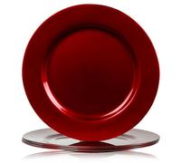 Geezy Metallic Red Charger Plates 33Cm Christmas Wedding Dinner Party Table 4Pcs Set