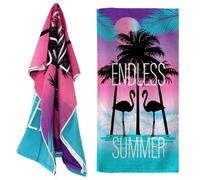 GEEZY Microfibre Beach Towel, Flamingo Design - Quick Drying, Lightweight, Sand-Free, Large & Durable, Summer Design - Beach Essentials for Travel, Holiday, Swimming, Sauna, Adults & Kids, 70x140cm