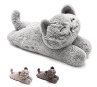 GEEZY Novelty Fluffy Cat Door Stop - Lying Kitten Decorative Floor Stopper | Weighted fabric door stop prevents loud slamming. Soft base protects all floor types. Suits homes, bedrooms & offices.