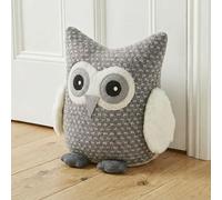 GEEZY Weighted Owl Door Stop Animal - Heavy Fabric Decorative Wood, Carpet & Floor Stoppers - Soft Knitted Grey Novelty Cute Door Stop for Bedroom, Living Room, Nursery Decor, Patio