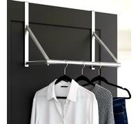 GEEZY Over Door Hanger Rail - Stainless Steel Clothes Storage Rod, Portable Hanging Bar & Drying Rack for Tops, Jeans, Jackets, Shirts & Coats - Steaming Station Organizer Fits Standard Doors