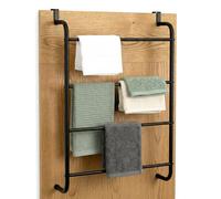 GEEZY Over Door Towel Rail with 4 Bars - Space Saving Organiser Rack, Modern Steel Design, Easy Assembly, Robust Holder - Great for Hanging Large Towels, Face Cloths, Drying Garments
