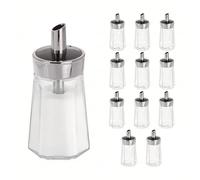 GEEZY Pack of 12 Glass Sugar Dispensers with Pourer Spout - Retro American Diner Style Sugar Shaker Pots - Refillable Sweetener Container Jars for Coffee Shops, Cafes, Restaurants & Kitchen Table