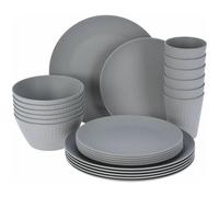 24pcs Grey Picnic Set Dinner Plate Tableware Outdoor Party Beach Camping Travel BBQ Set Lightweight Serving Bowls Cups Plates Dinnerware Set for 6 People
