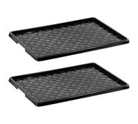 GEEZY Shoe Drip Tray Rubber Boots Plastic Tray for Indoor Outdoor Multi-Purpose Use Plastic Door Mat Ideal for Muddy Boots Wellies Wet Shoes Pet Food Bowls Plants and More with Raised Edges Set of 2