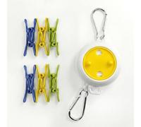 GEEZY Portable Retractable Clothes Line 8 m - Compact Nylon Travel Washing Line with Clips & Hooks - Indoor Outdoor Laundry Drying Solution for Camping, Caravan, Motorhome or Home