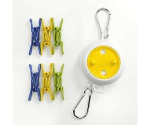 GEEZY Portable Retractable Clothes Line 8 m - Compact Nylon Travel Washing Line with Clips & Hooks - Indoor Outdoor Laundry Drying Solution for Camping, Caravan, Motorhome or Home