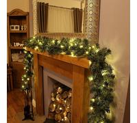 Geezy Christmas Garland With Lights & Timer Mantle Door Stairs Xmas Decor 270Cm 9Ft
