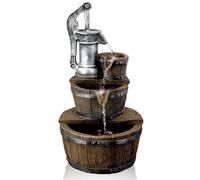 Geezy Pump Barrel Water Feature Outdoor Indoor Led Fountain Waterfall Garden Decor