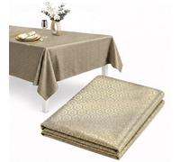 Geezy Rectangle Table Cloth 145X250Cm Gold Metallic Pattern Table Cover Dining Parties
