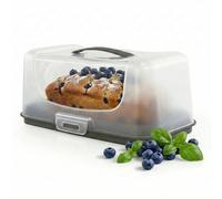 GEEZY Rectangular Cake Carrier Box Handle Lid Plastic Storage Container Loafs Baguette
