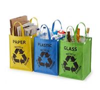 Geezy Reusable Recycling Bags With Handles Large Carry Bags Waste Sorting Bin Set Of 3