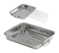 GEEZY Stainless Steel Roasting Tin Dish Tray Deep Pan with Rack Oven Safe Baking