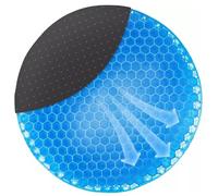 GEEZY Round Honeycomb Gel Seat Cushion 40cm - Black Non Slip Cover, Orthopaedic Waffle Design, Coccyx Groove, Cooling Support - Gel Support Cushion for Chair, Car, Travel or Office Sitting Comfort