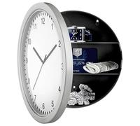 GEEZY Secret Wall Clock Safe with Hidden Compartment - Battery Operated Analogue Timepiece with 3 Shelf Stash Box - Storage for Jewellery, Cash, Keys, Medicine & Valuables
