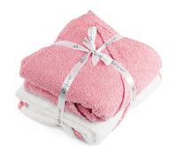 GEEZY Set of 2 Hooded Baby Bath Towel 100% Cotton Soft Absorbent Bath Wrap Newborn Essentials Baby Boy Girl Shower Gifts Pink