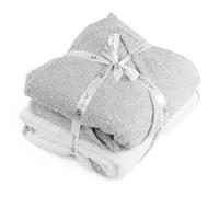 GEEZY Set of 2 Hooded Baby Bath Towel 100% Cotton Soft Absorbent Bath Wrap Newborn Essentials Baby Boy Girl Shower Gifts Grey & White