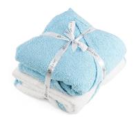 GEEZY Set of 2 Hooded Baby Bath Towel 100% Cotton Soft Absorbent Bath Wrap Newborn Essentials Baby Boy Girl Shower Gifts Blue