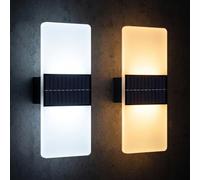 GEEZY Set of 2 Solar Wall & Fence Lights, Dual Colour LED, Waterproof
