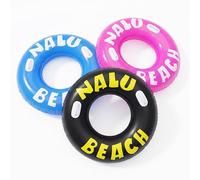 GEEZY Set of 3 Inflatable Turbo Tyre Swim Ring 47" (119cm) - Large Black, Blue & Pink Pool Floats with Handles & Repair Patches - Beach Rubber Rings & Swimming Pool Inflatables for Adults & Kids