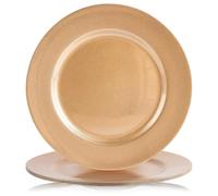 GEEZY Gold Charger Plates 33cm Set of 4 - Metallic Finish Birthday Wedding Christmas Tableware Decorative Plastic Plates Reusable and Easy to Clean