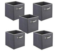 Geezy Set Of 5 Collapsible Foldable Storage Boxes Square Canvas Fabric Cubes Box Toys