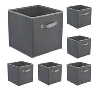 Geezy Set Of 6 Collapsible Foldable Storage Boxes Square Canvas Fabric Cubes Box Toys