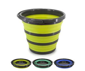 GEEZY Silicone Collapsible Bucket with Handle 10L - Space Saving Portable Pop Up Foldable Bucket for Mops, Car Wash, Home Cleaning, Laundry Wash Tub, Water Container, Caravan Camping Essentials