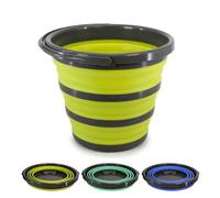 GEEZY Silicone Collapsible Bucket with Lid & Handle 10L - Space Saving Portable Pop Up Foldable Bucket for Mops, Car Wash, Home Cleaning, Laundry Wash Tub, Water Container, Caravan Camping Essentials