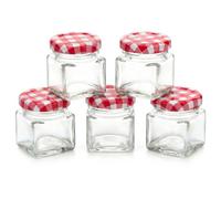 Geezy Small Glass Jars Screw Top Lids 50Ml Cosmetic Pots Crafts Jam Spices Storage 5Pc