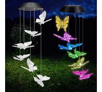 Geezy Solar Led Butterfly Wind Chimes 6 Colourful Lights Spiral Garden Decoration
