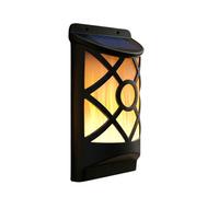 Geezy Solar Led Wall Light With Flickering Flame Garden Patio Dusk To Dawn Lighting