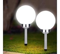 Geezy Solar Outdoor Garden Stake Light 25 Cm Set Of 2 Dusk To Dawn Globe Light Patio