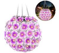 GEEZY Solar Powered Flower Ball Light Hanging Garden Decor Outdoor Waterproof Ornament