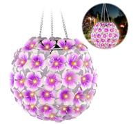 Geezy Solar Powered Flower Ball Light Hanging Garden Decor Outdoor Waterproof Ornament